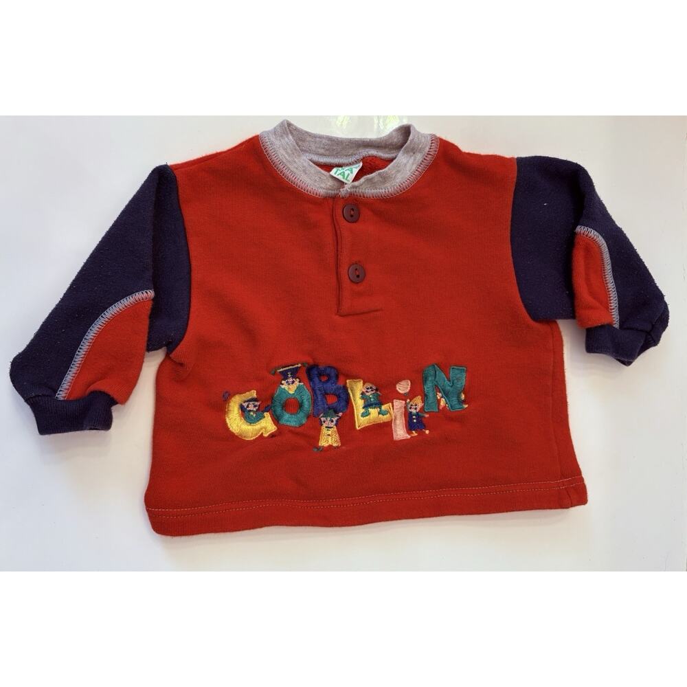 Vintage Prenatal Colorblock Sweatshirt Size 3M GOBLIN Embroidered